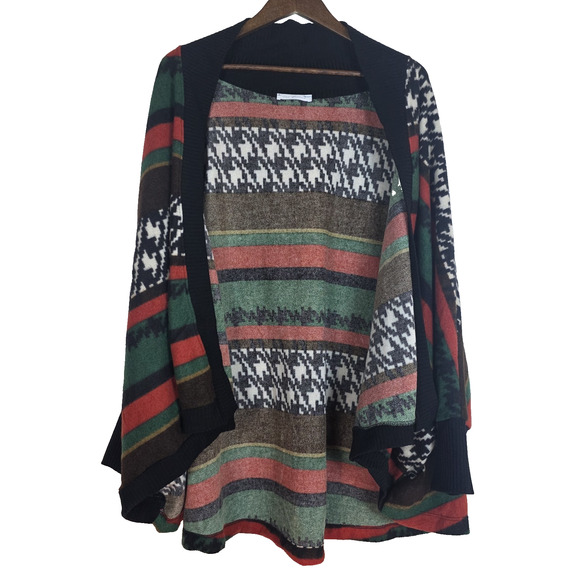 Ces Femme Striped Open Front Cardigan Made in USA Lagenlook Western Wm's Lg - Picture 6 of 8